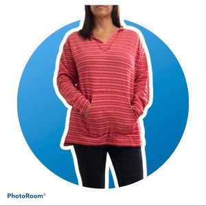 Red Stripes Pullover with Hoodie